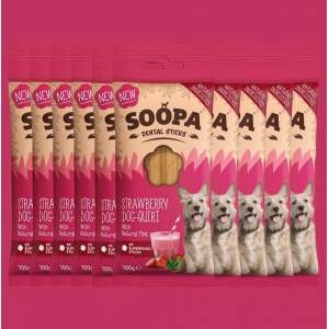Zahnpflege Erdbeer-Hunde-Quiri-Sticks (4 Sticks)