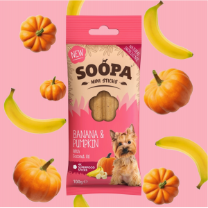 Zahnpflege Mini-Sticks mit Bananen und Kürbis (4...