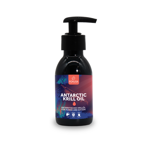 Pokusa Antarctic Krill Oil – Omega‑3 & Astaxanthin für Hunde (100/250/500 ml)