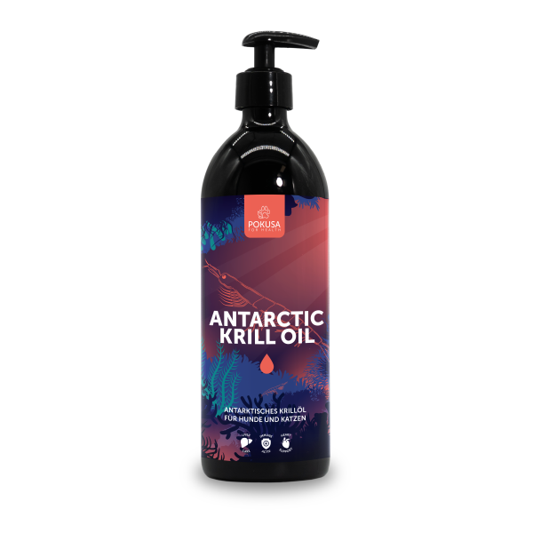 Pokusa Antarctic Krill Oil – Omega‑3 & Astaxanthin für Hunde (100/250/500 ml)